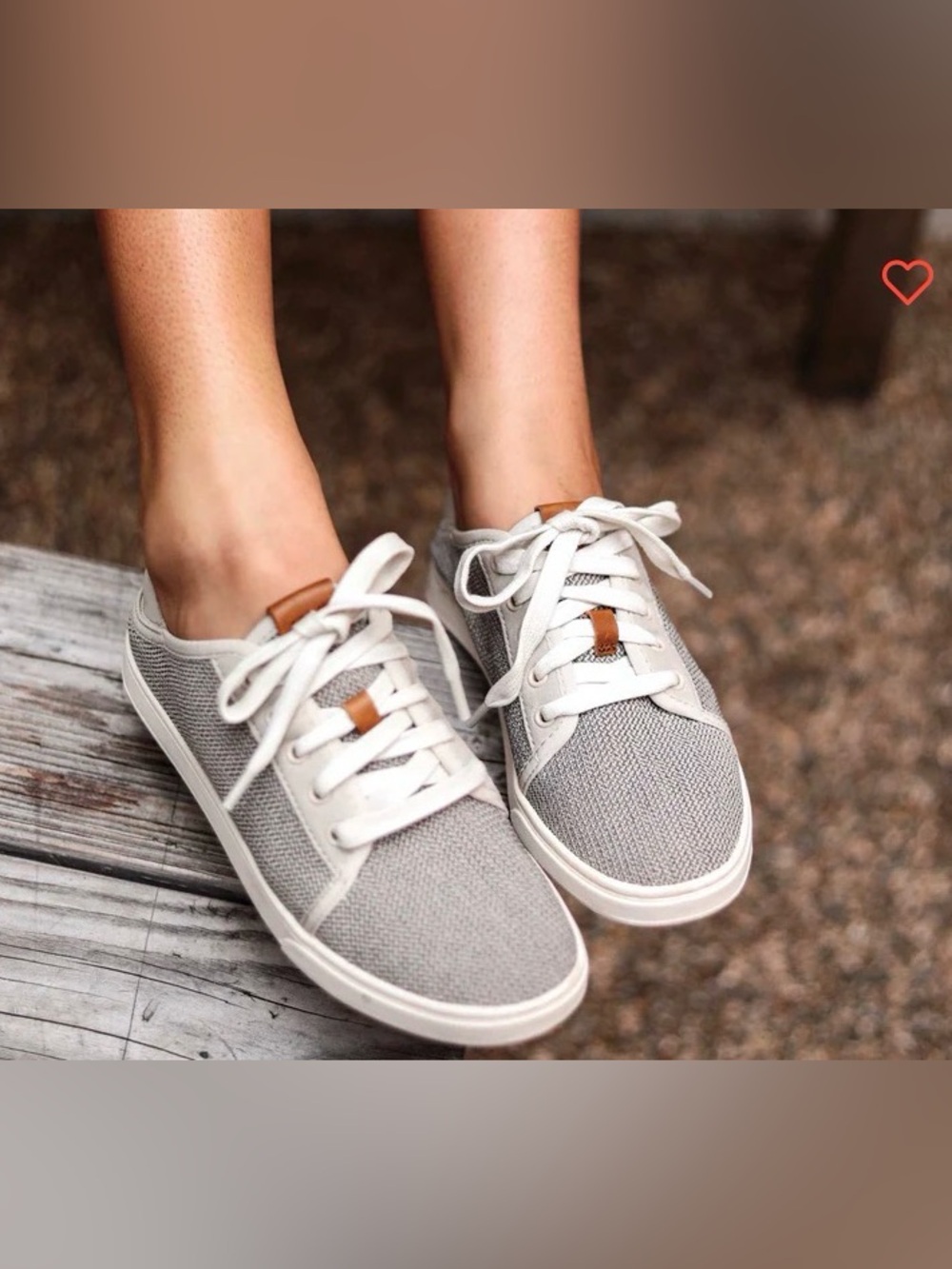 OLUKAI PEHUEA LI SNEAKERS MULE CONVERTIBLE LACE UP TAPA CREAM GRAY WOMENS SZ 8